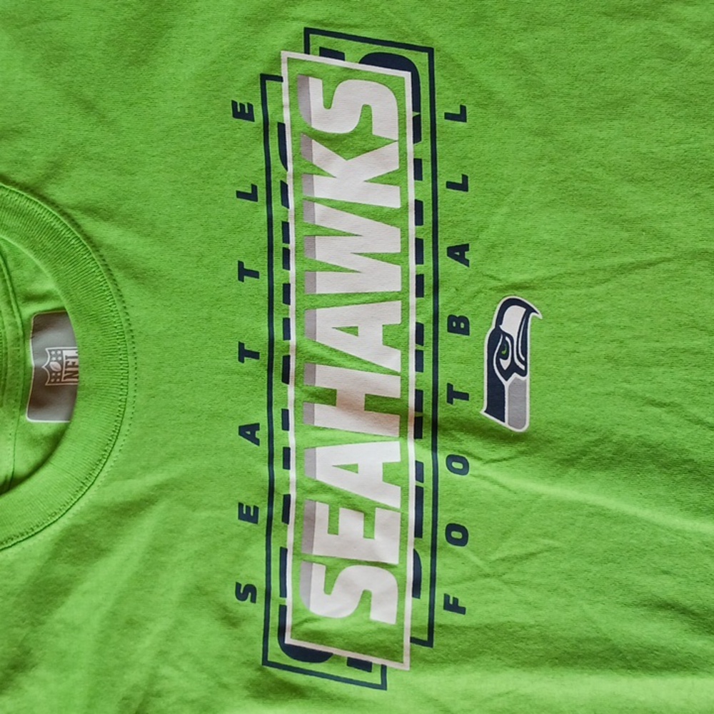 NFL - Seattle Seahawks Bright Green Tees- 2 shirts / med & XL - Picture 3 of 8